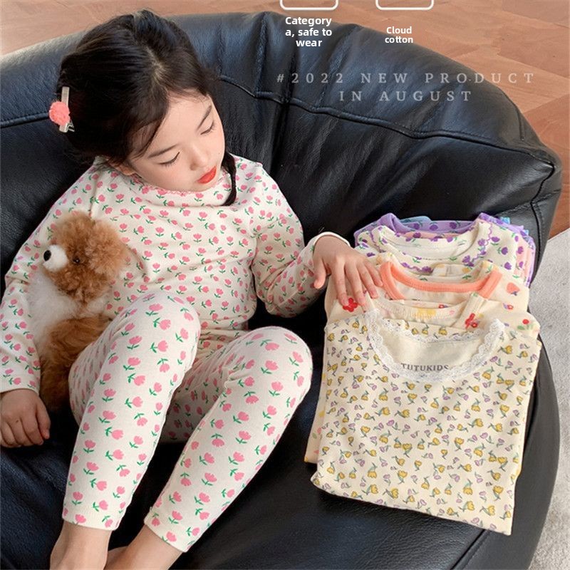 Baby Clothing Dividers - 2026 아동용 벨벳 잠옷 세트 꽃무늬